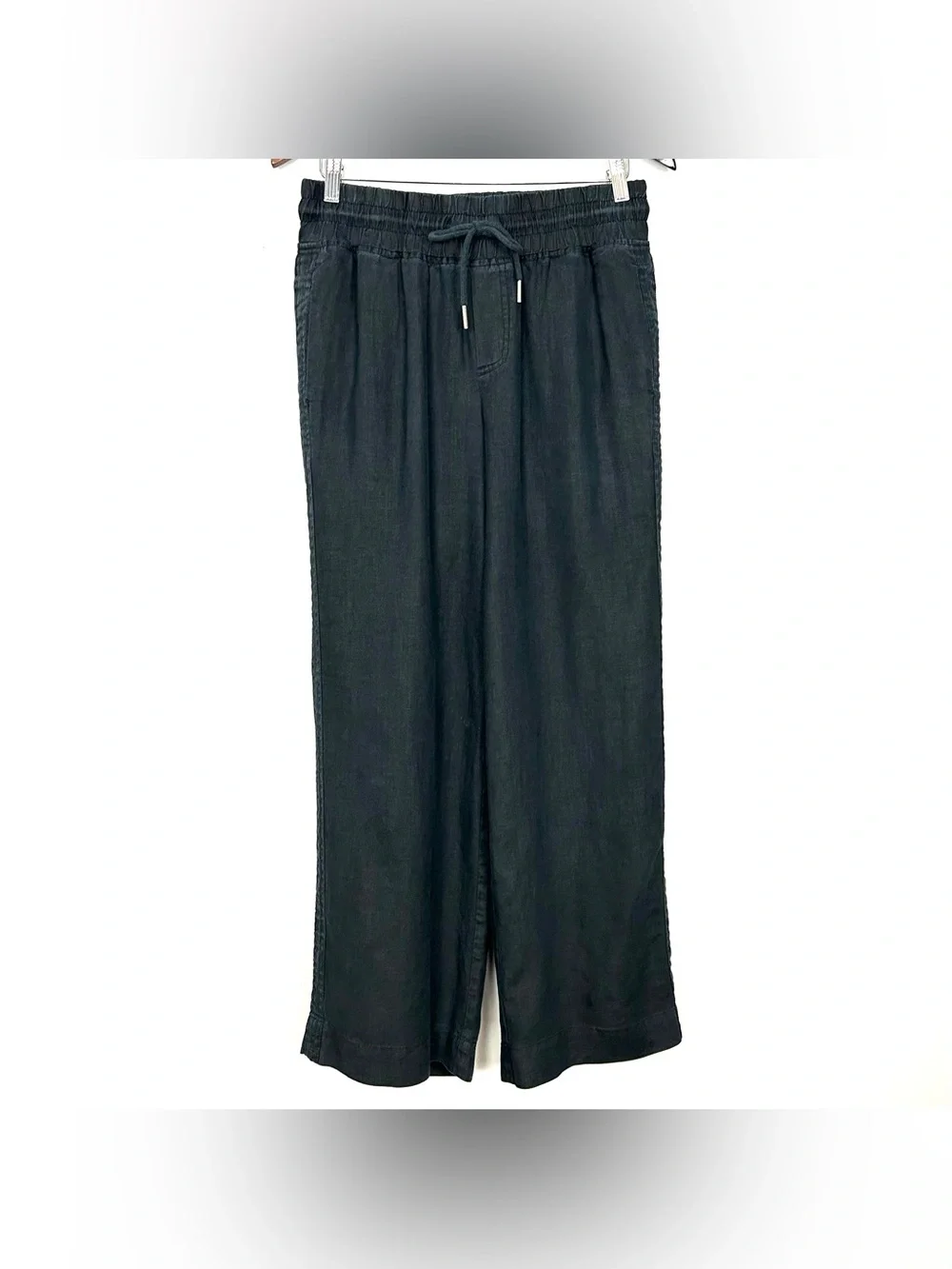 Quince 100% European Linen Wide Leg Pants Women’s Size M Drawstring Waist Black